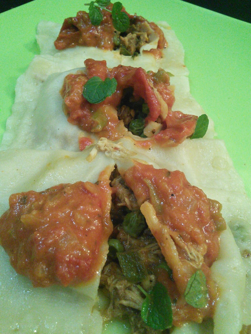 Chicken Ravioli, deliciously low calorie dish........