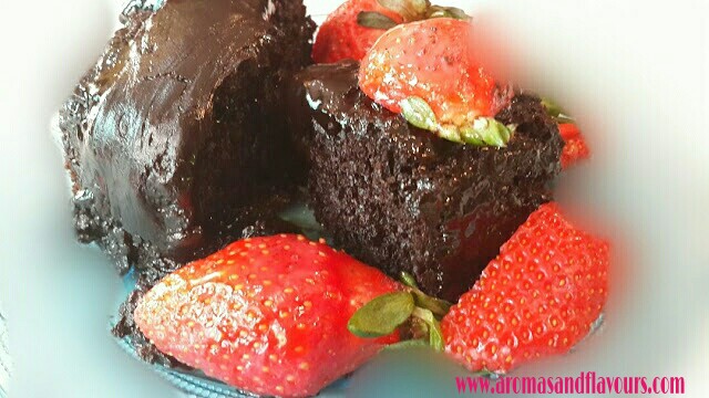 Strawberries and chocolate cake..delicious indulgence