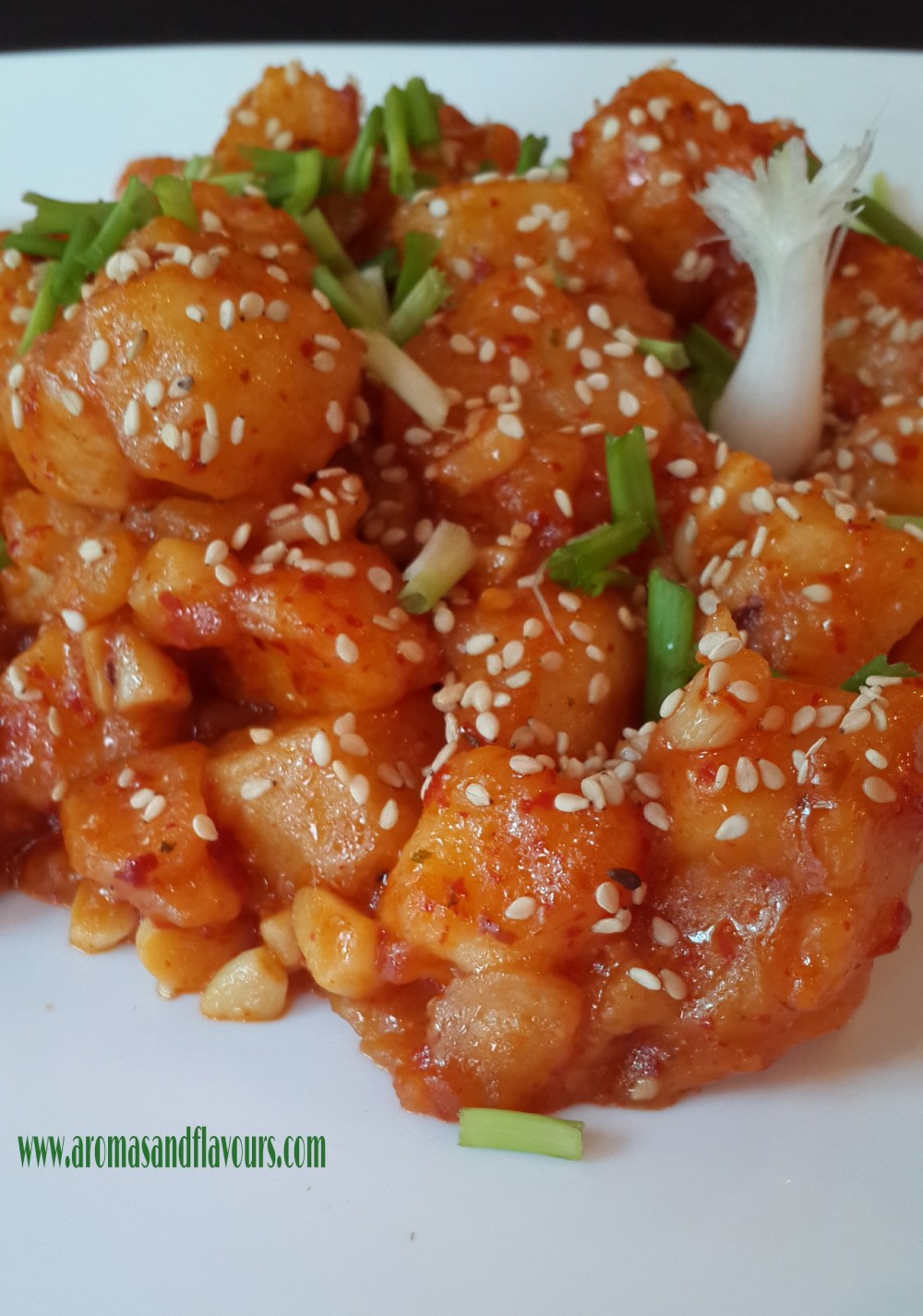 Sweet and sour sticky potatoes