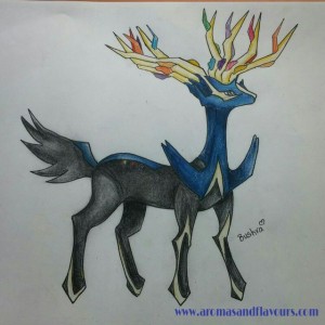 Xerneas- a legendary Pokemon sketched by my daughter
