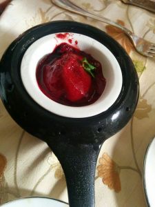 Strawberry and lemon sorbet served at the palace